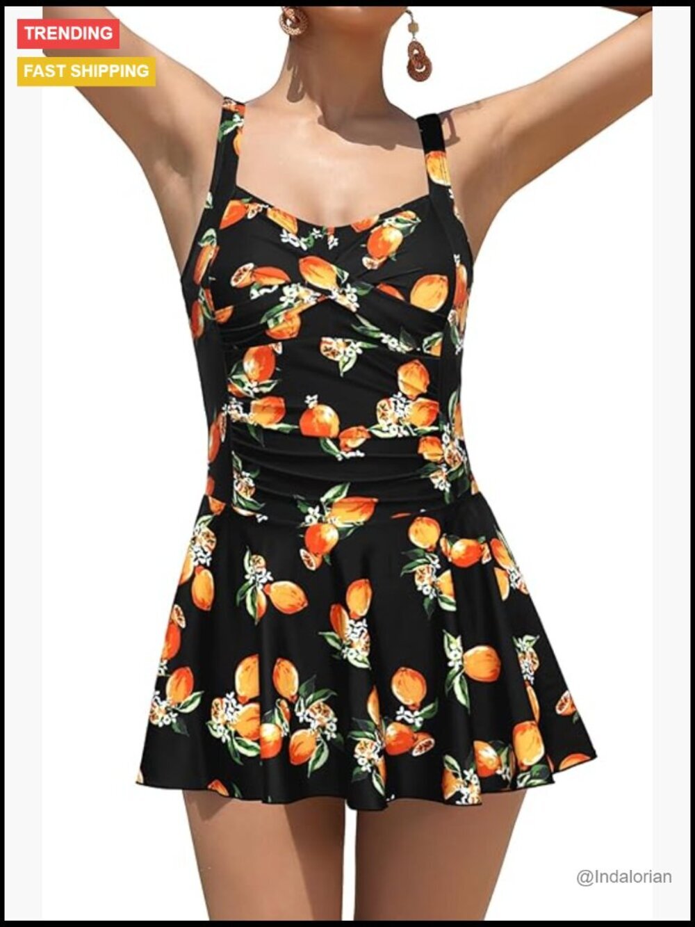 Crossover Ruched Skirt One Piece Swimdress Swimsuit Bathing Suit